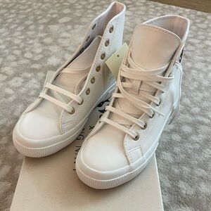 NWT Superga x Something Navy White Leather Hightop Sneakers